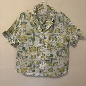 Calypso St Barth Women's Pajama Set Shorts‎ Medium Organic Cotton White Tropical